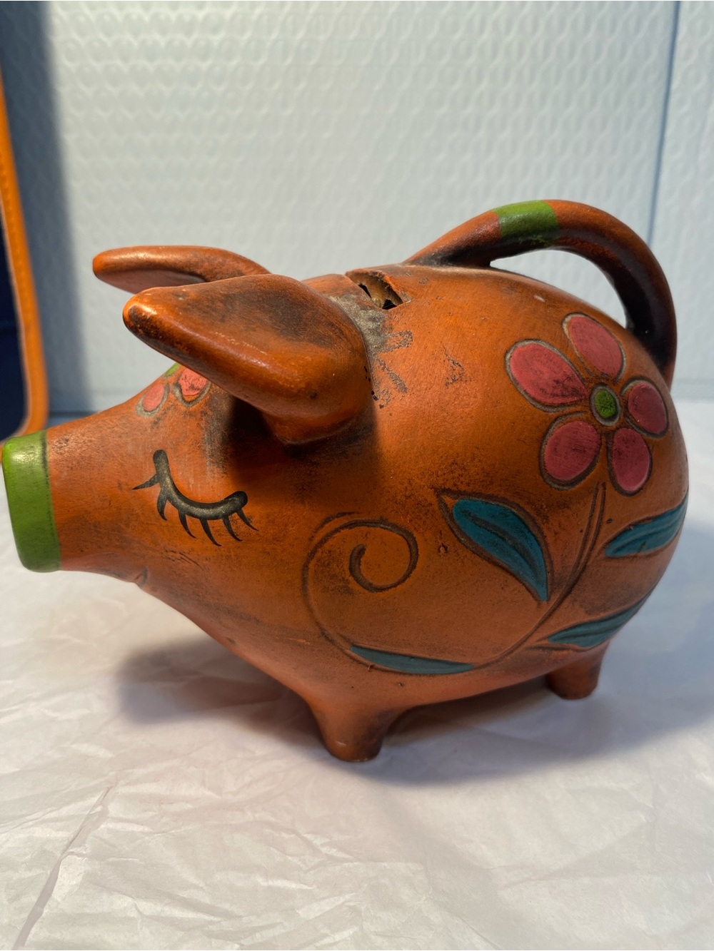 Vintage Chalk Ware Hand Painted Piggy Bank